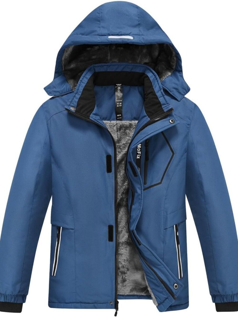 Boys Hooded Fleece Ski Jacket - Warm Winter Snowboard Coat for Kids